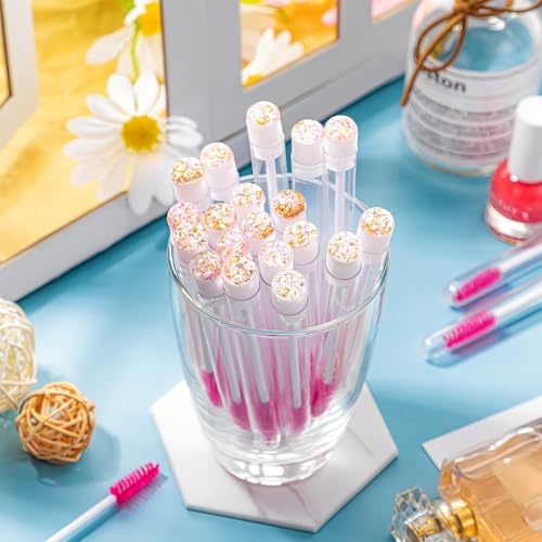 Patelai 80 Pcs Pink Gold Disposable Mascara Wands & Tubes Kit