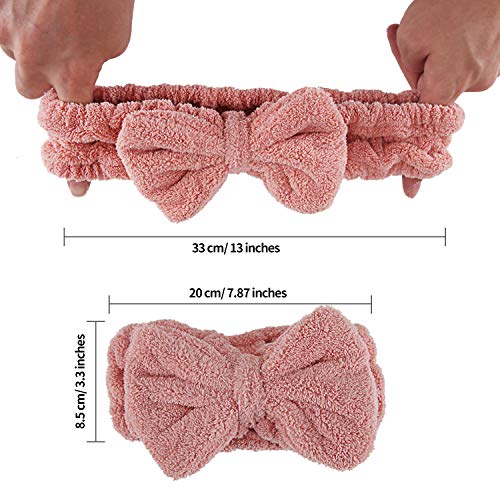 Senkary 4 Pack Bow Spa Headbands - Soft Microfiber Skincare Hair Bands