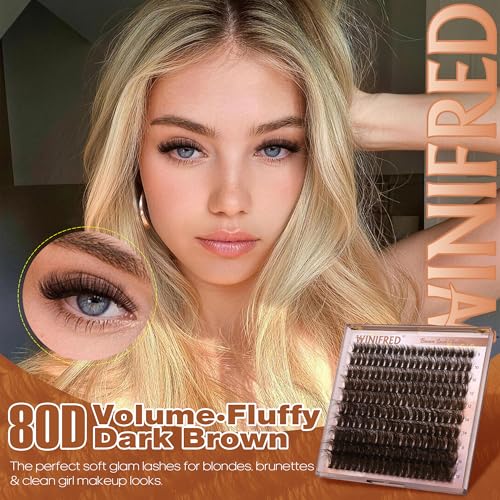 A-80D Brown Volume Lash Clusters - Wispy Dark Brown Individual Lashes 8-18mm