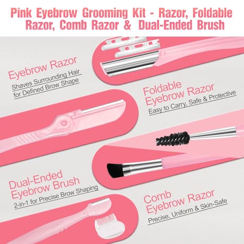 Eyebrow Kit, 17 in 1 Tweezers for Women Facial Hair, Hair Scissors with Comb, Eyebrow Trimmer, Brow Brushes, Hair Tools Travel Bag, Professional Grooming Tweezer Set