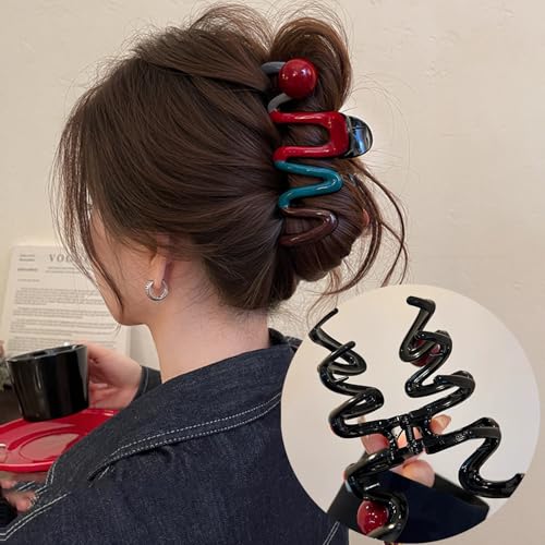 FRUZJAY Wave Acrylic Hair Clips for Women - Large Non-slip Claw Barrettes