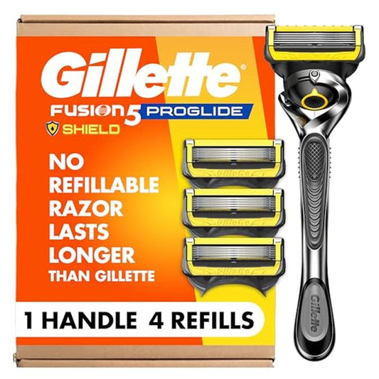 Gillette ProGlide Shield Men's Razor, 5-Blade Razor with Precision Trimmer, 1 Handle and 4 Refills