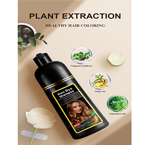 Natural Black Hair Dye Shampoo - 500ml 3-in-1 Herbal Color Coverage