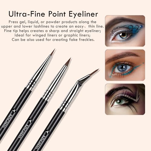 KINGMAS 7PCS Eyeliner Brush Set - Angled, Flat, Fine Tip Makeup Brushes