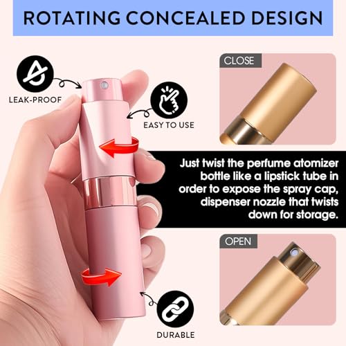 3-Pack Travel Perfume Atomizer Spray Bottles - Refillable & Portable
