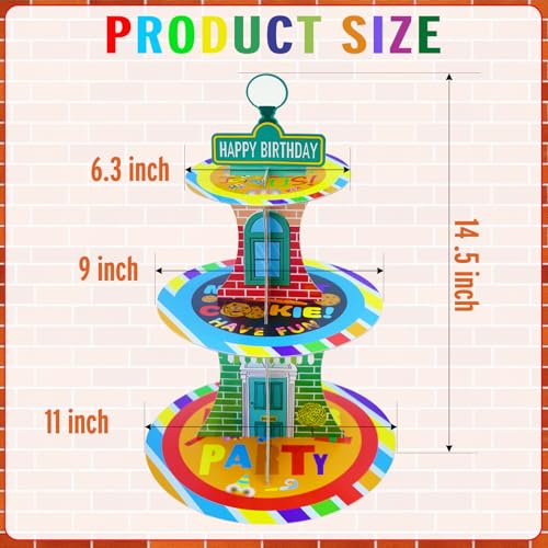 3-Tier Cartoon Cupcake Stand for Birthday Parties - Red Brick Design