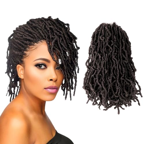 Niseyo Faux Locs Crochet Hair 10 Inch Short Locs 6 Packs Brown Pre-Looped Synthetic Extensions