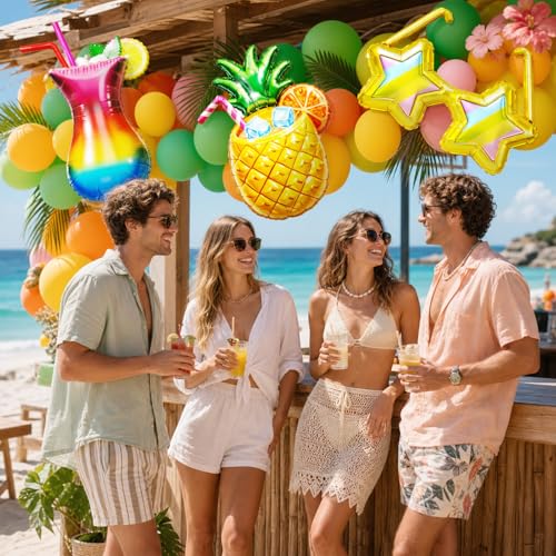 Tropical Balloon Set - 6 Large Foil Balloons for Summer Parties