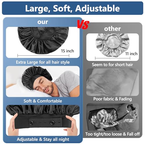 WINSTECK Adjustable Satin Bonnet for Men & Women - Double Layer Hair Protection