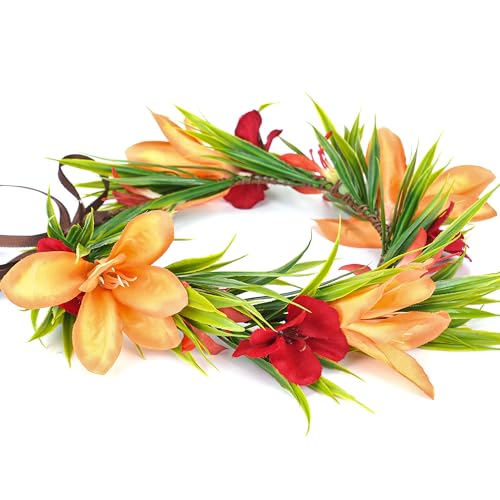 Hawaiian Flower Crown - Tropical Silk Floral Headband for Parties