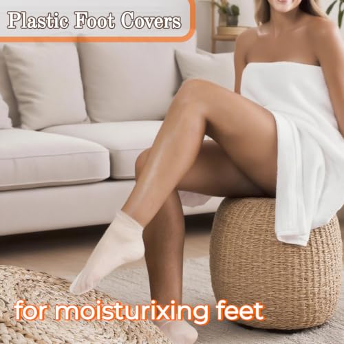 Disposable Plastic Moisturizing Foot Socks Pack of 200 - Leak-Proof, Size 12.2" x 6.7"