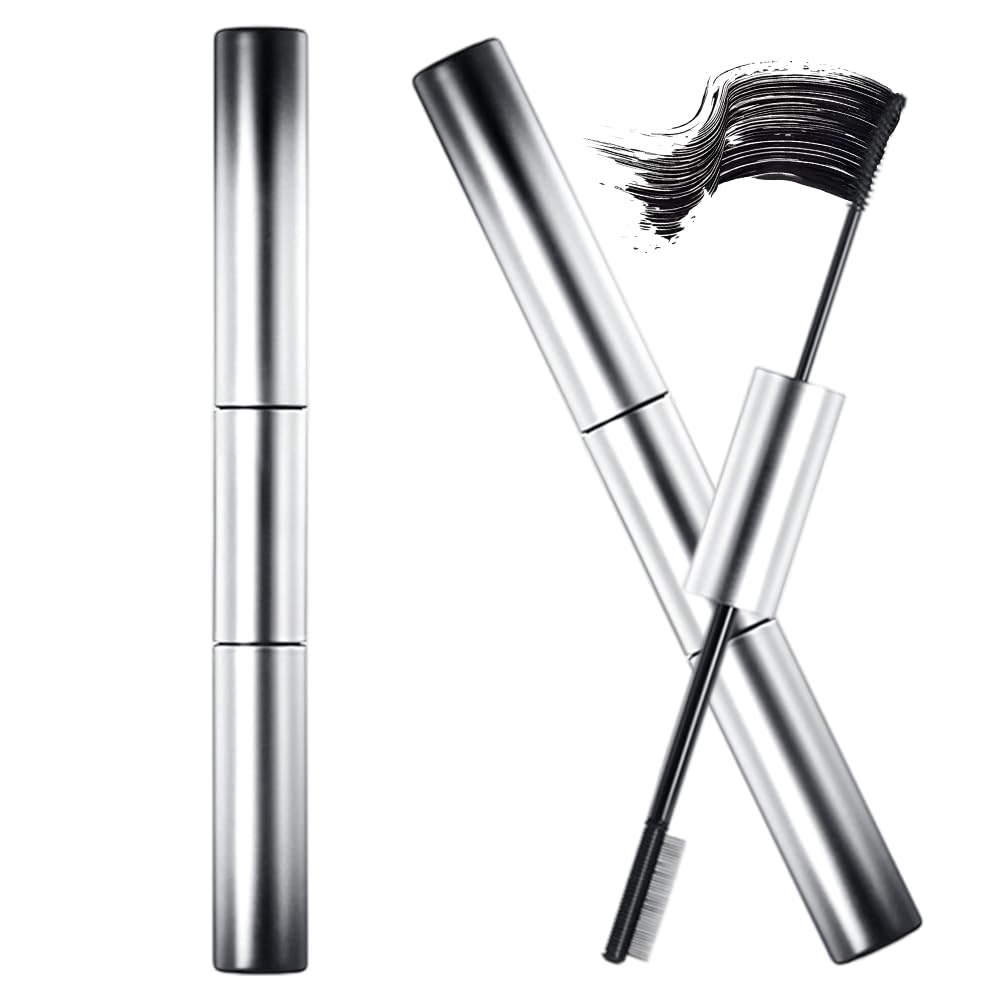 Brushless Metal Wand Mascara - Waterproof 3D Curling Eyelash Iron | Long-Lasting, No Flaking, Black