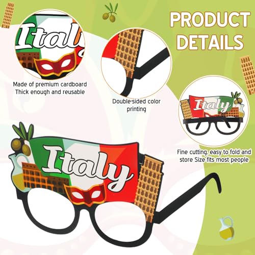 Italian Party Decorations - 32 Pcs Paper Eyeglasses for Themed Events