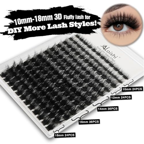 DIY 3D Cluster Eyelash Extensions Kit - Fluffy D Curl False Lashes 10-18mm with Lash Bond & Tweezers