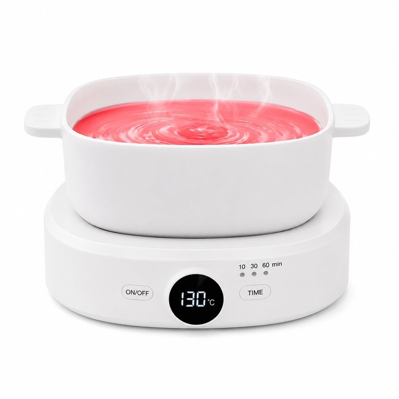 Wax Warmer for Hair Removal, Adjustable Temperature, Digital Display Professional Hot Wax Warmer Pot with Silicone Bowl, Timer setting，white
