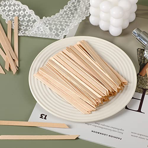JANYUN 200 Pcs Eyebrow Waxing Sticks - Slanted Wood Applicators