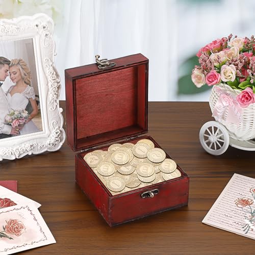 Vintage Red Wooden Jewelry Treasure Chest Box – ELLDOO