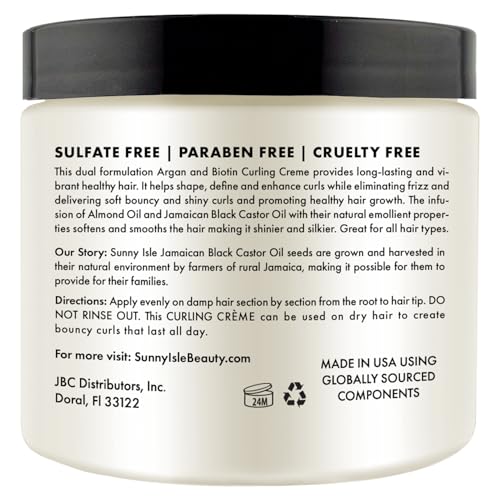 Sunny Isle Argan & Biotin Curling Cream 16oz - Lightweight Curl Enhancer