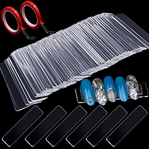 100Pcs Clear Acrylic Nail Art Display Stand with Double-Sided Tape