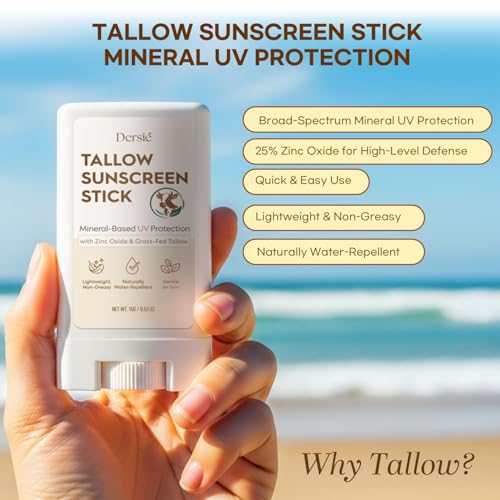 Dersie Zinc Oxide Sunscreen Stick SPF 50 with Tallow for Sensitive Skin