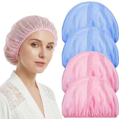 Tyqour 4 PCS Colorful Hair Nets for Sleeping - Comfortable Sleep Bonnets