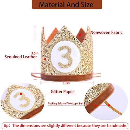 Glitter Baby Crown for 3rd Birthday - Handmade Party Hat