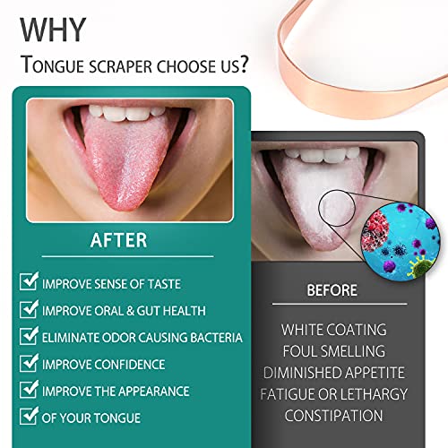 RONAVO Pure Copper Tongue Scraper for Adults - 2 Pack with Travel Case