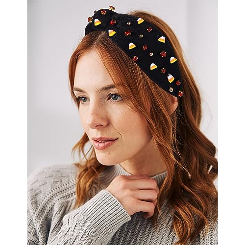 Mokkia Candy Corn Headband Halloween Costume Accessories Beaded Wide Knot Hairband
