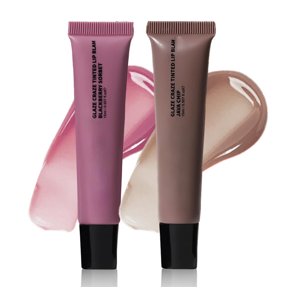 Summer Lip Butter Balm - Ultra-Hydrating Vegan Lip Gloss for Sheer-Tinted Shine | 2-Pack (01+06)