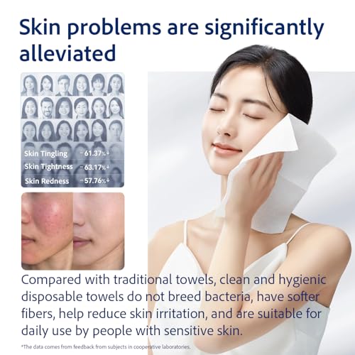 Disposable Face Towels - 50 Biodegradable Makeup Remover Wipes, Extra Soft & Absorbent