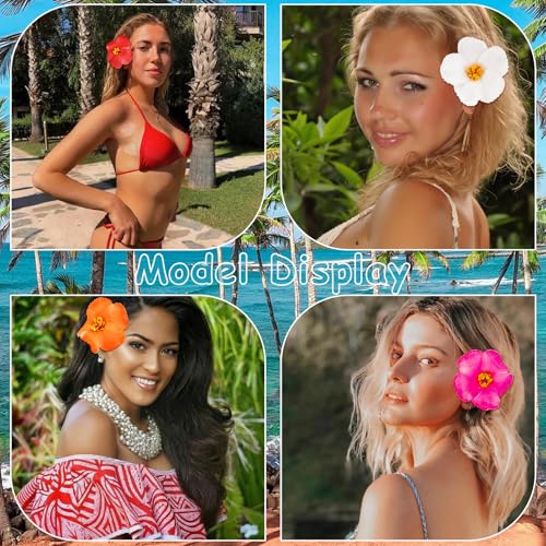 Hibiscus Flower Hair Clips - Tropical Floral Accessories for Women