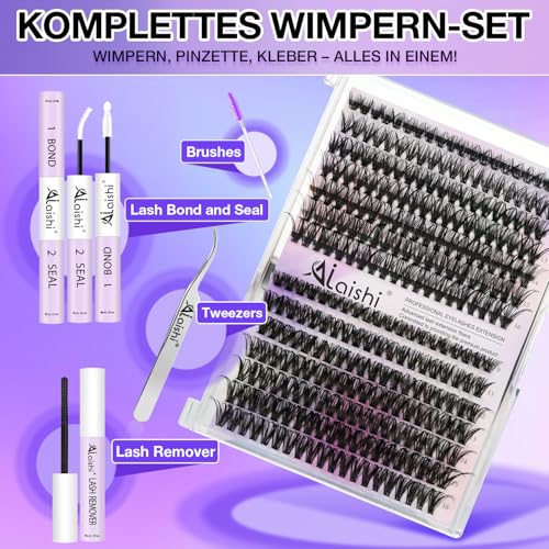 AILAISHI False Eyelash Clusters Kit 40D+50D D Curl Volume Lashes with Bond & Seal