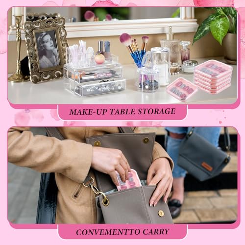 Tolare 4-Color 32-Pack Press On Nail Storage Boxes with 60 Double-Sided Adhesive Tapes