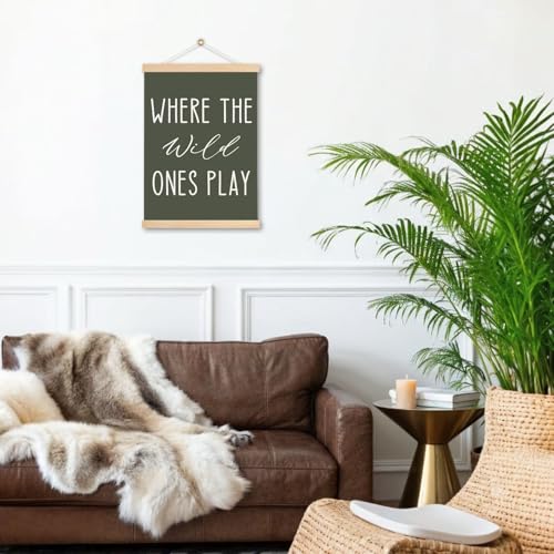 Green Nursery Wall Art Poster with Hanger Frame - 12x17 Inches
