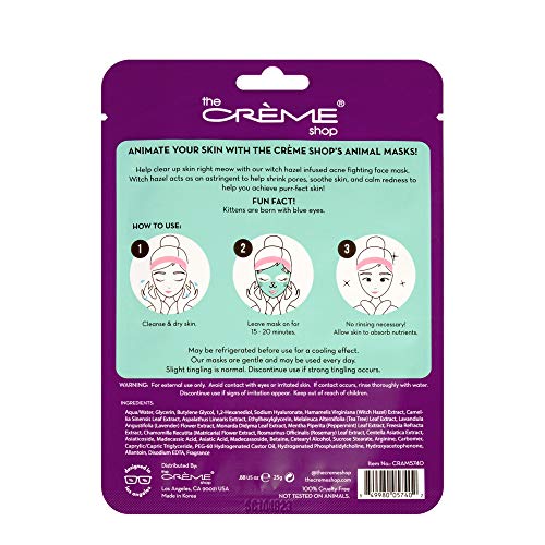 The Crème Shop Animal Sheet Mask - Hydrating Collagen & Vitamin C (Pack of 3)