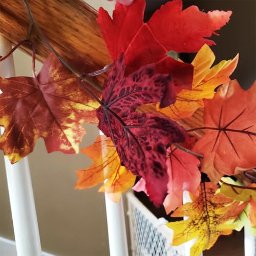 Fall Garland - Maple Leaf Outdoor Decorations (3 Pcs, 5.9 ft)