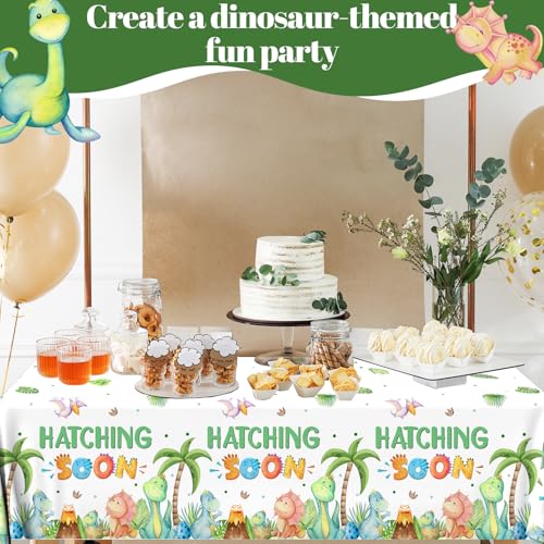 Dinosaur Baby Shower Tablecloths - 3 Pack, Hatching Soon Design