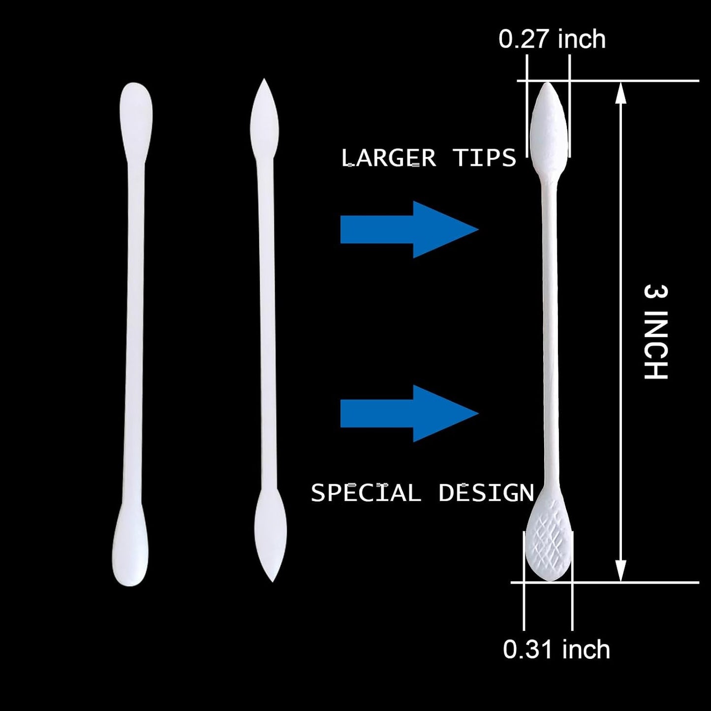Precision Makeup Cotton Swabs - Double-Ended XL Cotton Buds with Pointed & Flat Tips | 375 Pcs for Flawless Beauty Application