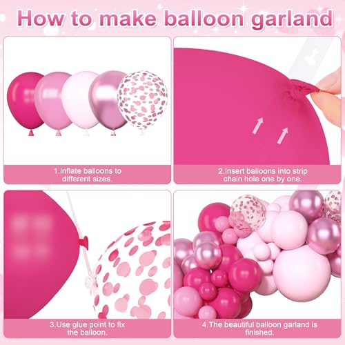 Amandir 153 Pcs Hot Pink Balloon Arch Kit for Parties