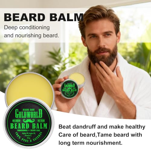 Men's Beard Care Kit with Oil, Balm, Comb, Scissors & E-Book
