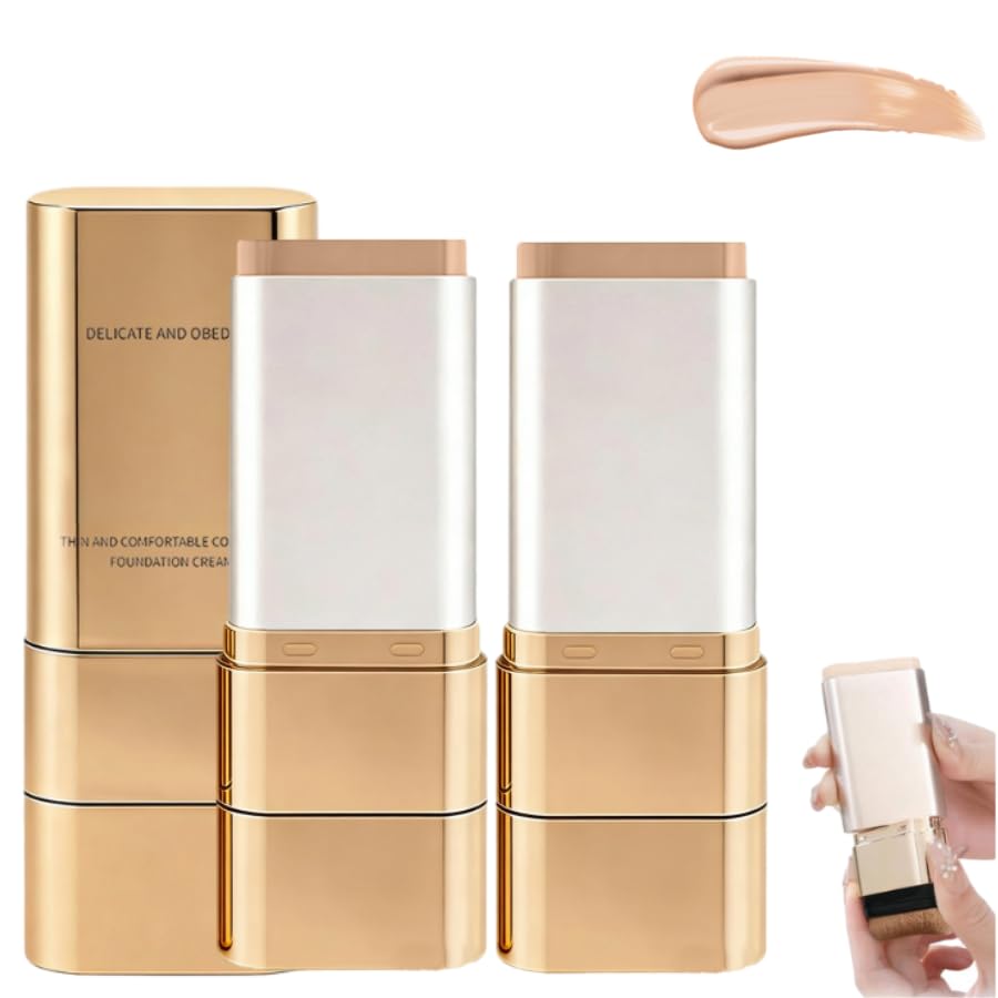 Dual-Ended Concealer Foundation Stick - Korean 3-in-1 Makeup Tool for Flawless Finish | Sweat-Proof, All Skin Types (#03 Pinkish Beige)