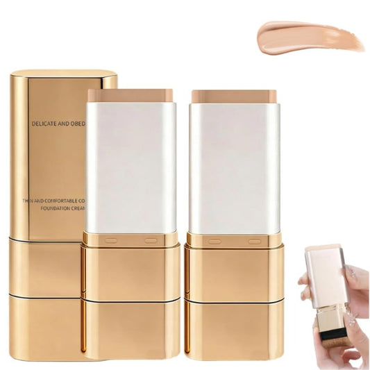 Dual-Ended Concealer Foundation Stick - Korean 3-in-1 Makeup Tool for Flawless Finish | Sweat-Proof, All Skin Types (#03 Pinkish Beige)