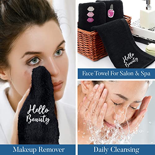 Hello Beauty Black Makeup Towels Pack of 6 - Ultra Soft Reusable Face Cloths