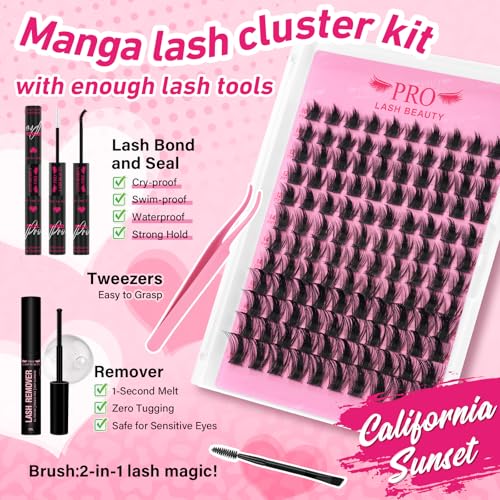 PRO LASHBEAUTY Sunset Lash Clusters Kit - Wispy DIY Eyelash Extensions