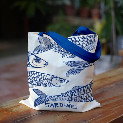 Sardines Canvas Tote Bag for Women - Reusable Grocery Shoulder Bag