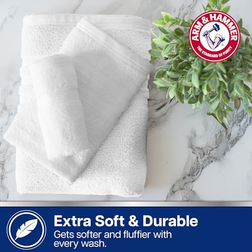 Arm & Hammer Antimicrobial Cotton Towel Washcloth Set - 6 Piece, Light Grey