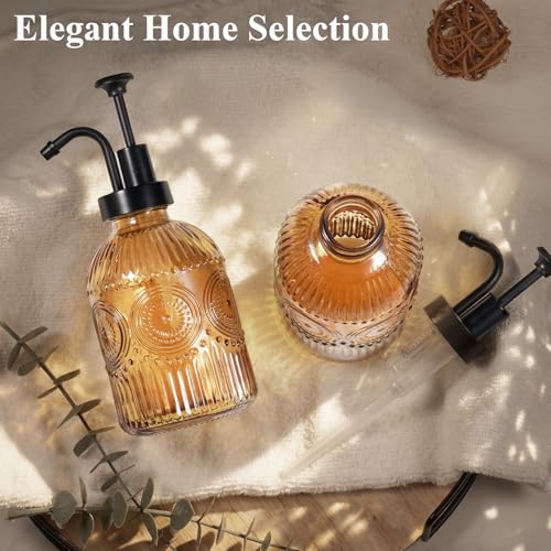 Vintage 12oz Glass Soap Dispenser with Pump for Kitchen & Bathroom
