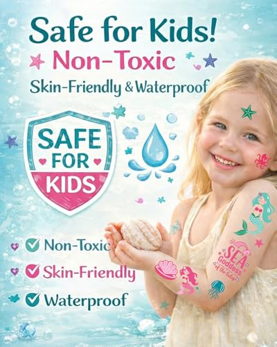 Mermaid Temporary Tattoos for Kids - 106 Waterproof Designs