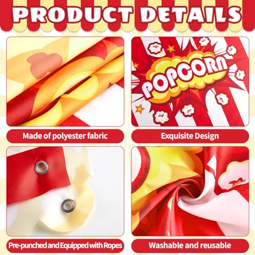 Popcorn Arch Door Banner Set - 3 Pcs Movie Night Decorations