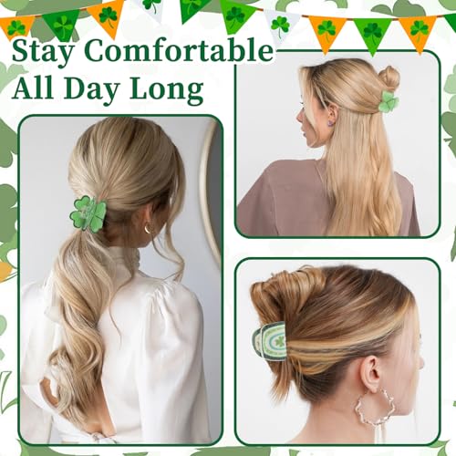 St. Patrick’s Day Hair Claw Clips - Green Shamrock & Rainbow Set for Women & Girls, Festive Accessories